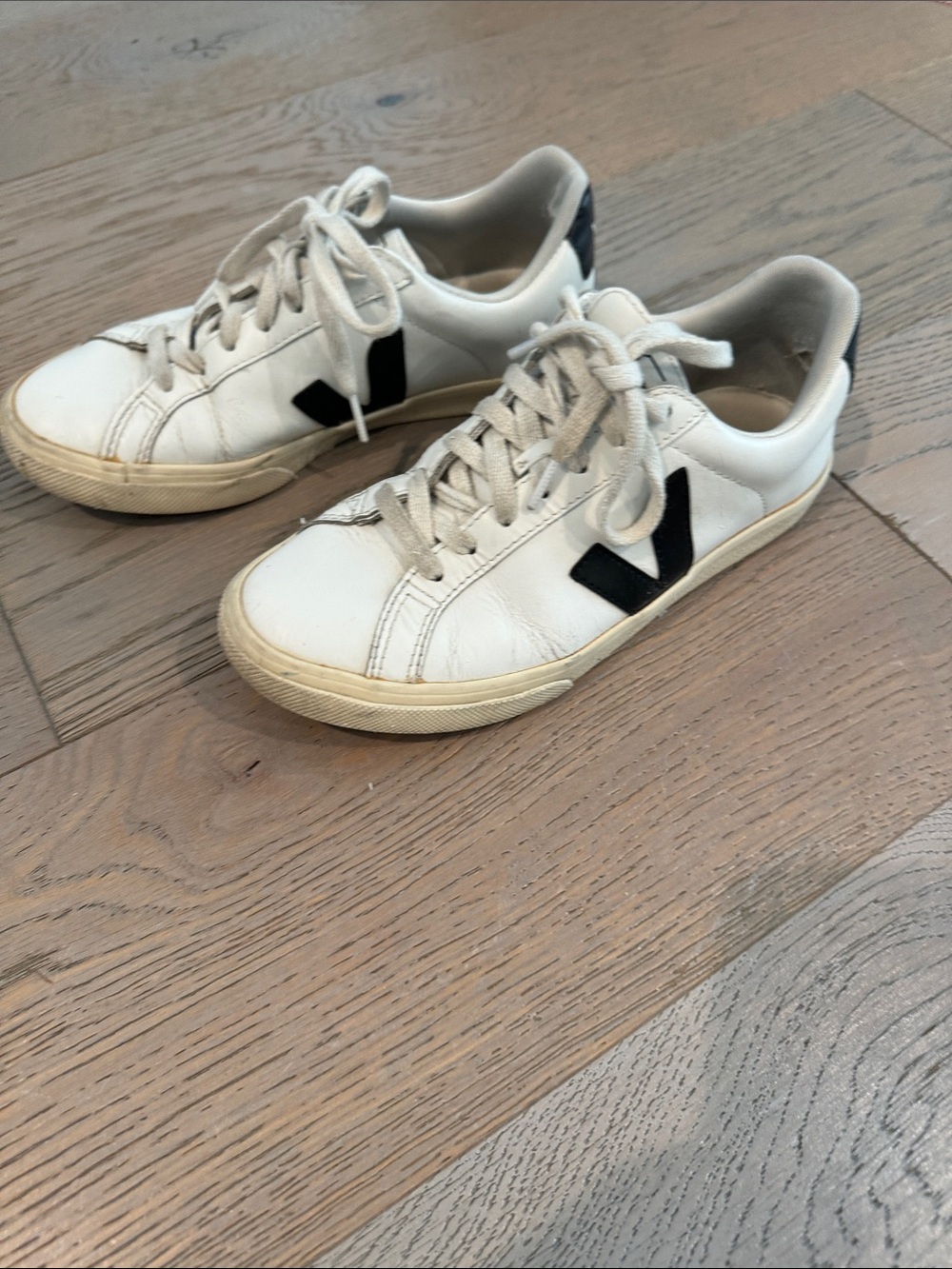 Veja Women’s V-10 White Sneakers with Black V